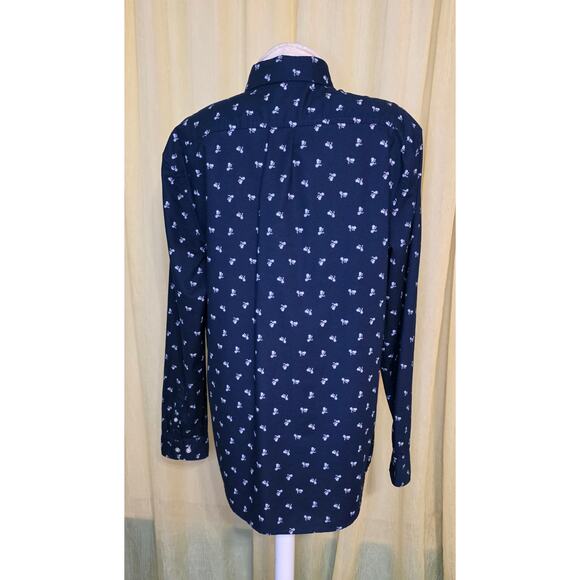 PENGUIN BY MUNSINGWEAR Navy Blue Bicycle Print Buttoned Shirt Sz L - Picture 2 of 7